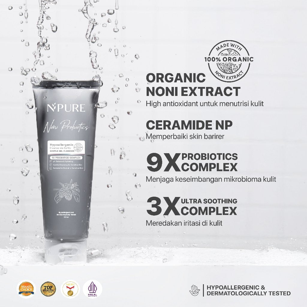 NPURE Cleanser Gel Noni 100ml / Sabun Muka Kulit Sensitif / Gentle Skin Cleanser / Pembersih Wajah Hypoallergenic / Eksim / Eczema / Semua Jenis Kulit