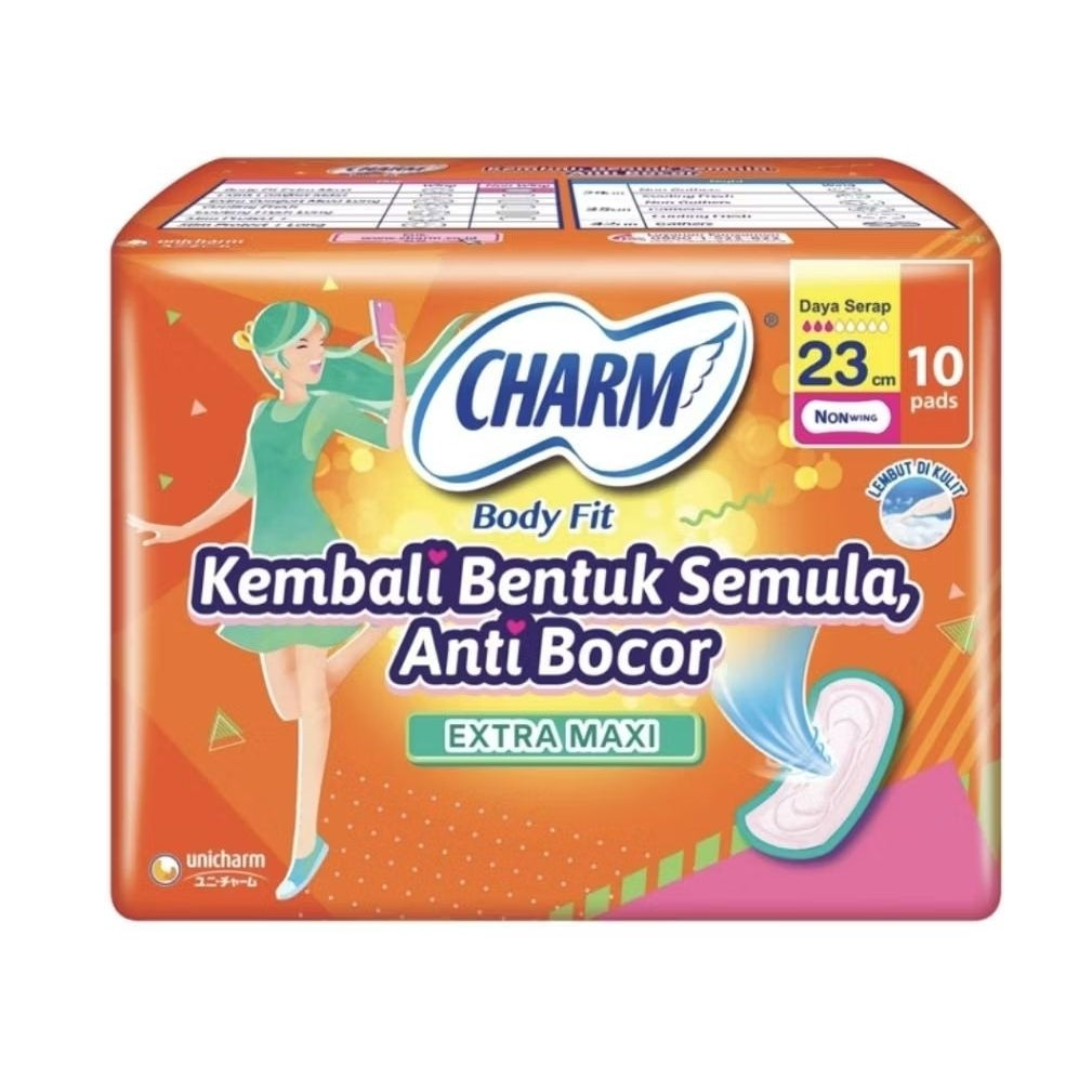 Charm Body Fit Pembalut Wanita Extra Maxi Non Wing 23 cm 10 pcs