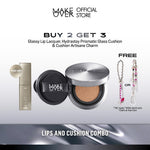 [LIPS AND CUSHION COMBO] NEW SHADES MAKE OVER Glassy Lip Lacquer + Hydrastay Prismatic Glass Cushion -  Lip Gloss Lip Tint Lipcream Lip Cream Lipstick Make Up Pigmented Cushion Tahan Lama Glow