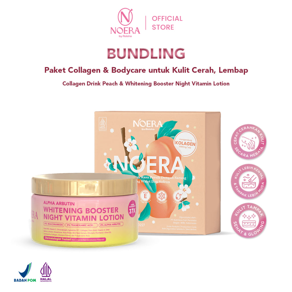 Noera Bundling Collagen Drink Improved Formula & Whitening Booster Night Vitamin Lotion