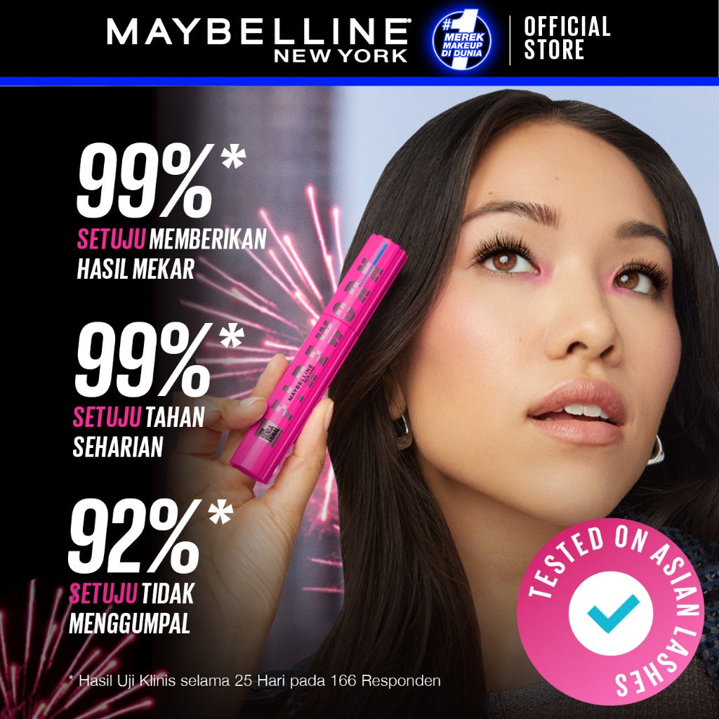 MAYBELLINE OFFICIAL Firework Waterproof Mascara 6ml - Bulu Mata Mekar Tahan 24 Jam Dramatis Maskara Eye Make up Black Tanpa Gumpal Panjang no clump volume lash lift bulu mata palsu