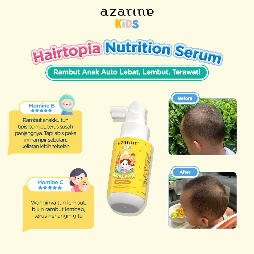 Azarine Kids Hairtopia Nutrition Serum 100ml with 3in1 Benefits Serum Penumbuh Rambut Bayi & Anak PARABEN FREE Tidak Perih di Mata