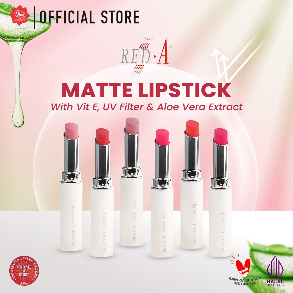 Red-A Matte Lipstick (with Vit E, UV FILTER & Aloe Vera Extract) - tersedia 6 warna: 801 - 806