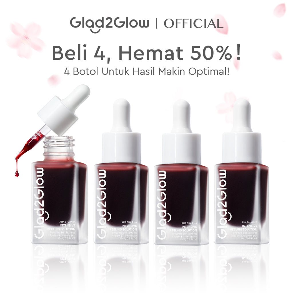 [Hemat 4PCS] Glad2Glow Serum Series - Brightening Mencerahkan Mengurangi Flek Menghaluskan Kulit Meratakan Warna Skincare Kulit Memudarkan Jerawat Niacinamide AHA BHA Centella 377 Perawatan Kulit Peeling Lembut Eksfoliasi Tidak Perih g2glow official store