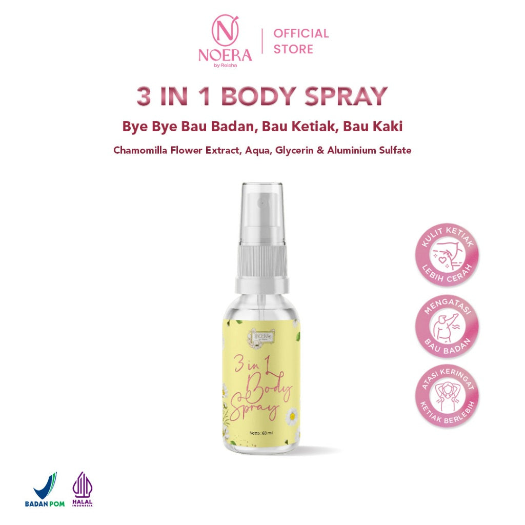 Noera 3 In 1 Body Spray | Natural Deo Spray Penghilang Bau Badan