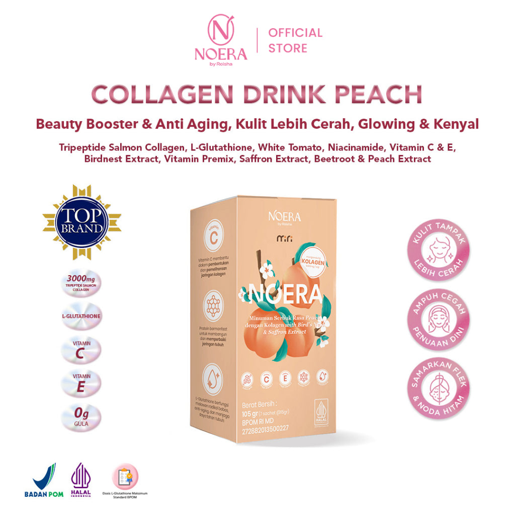 Mini Noera Collagen Improved Formula | Minuman Kolagen Pencerah Badan With Glutathione | Collagen Beauty Drink Untuk Kulit Cerah dan Glowing | Collagen Drink Travel Size | Collagen Pemutih Badan