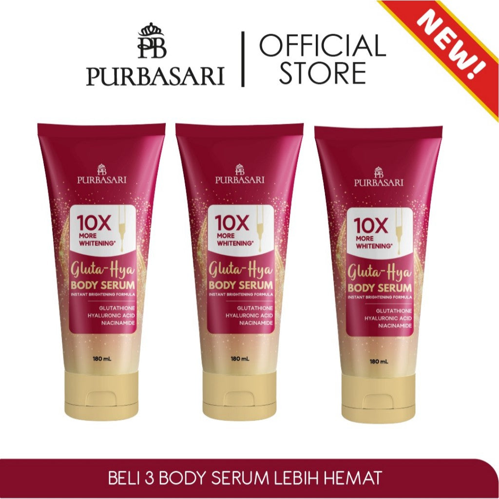 [3 PCS] Purbasari Body Serum 180ml - Cybright Whitening - Ceramide Barrier - Phyto Cell-C - White Glow - Skin Firming - Gluta Hya / Mencerahkan / Melembabkan / Hidrasi Lotion Pencerah Tubuh