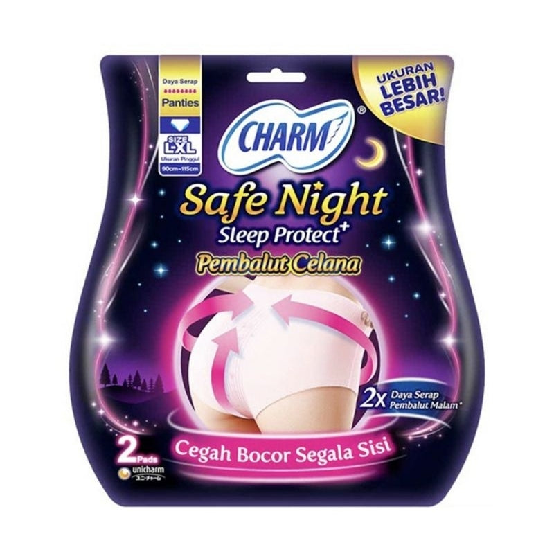 Charm Safe Night Sleep Protect+ Pembalut Celana Menstruasi Wanita L - XL 2 pcs