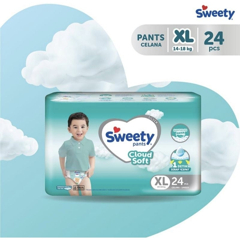 Sweety Silver Cloud Soft Popok Celana Bayi XL 24 pcs