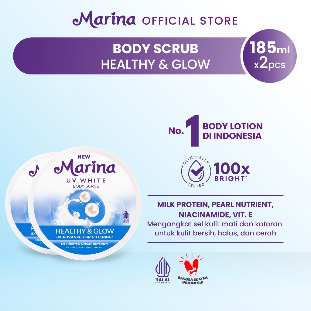 Marina Body Scrub Healthy Glow [185ml/ 2pcs] - Exp : 04.2028