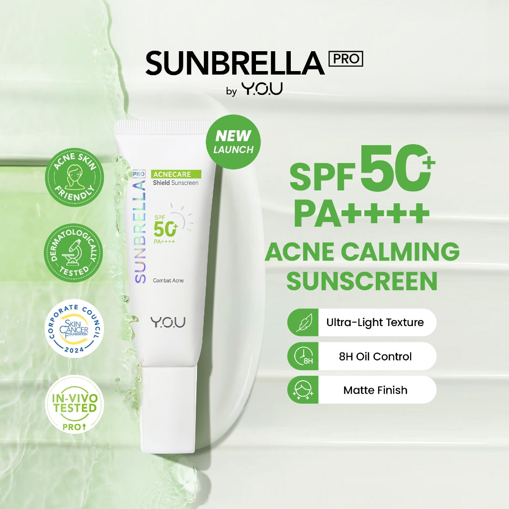 YOU Sunbrella Pro Acnecare Shield Sunscreen SPF 50+ PA++++ Acne Sunscreen Skincare  Collection Sunscreen Acne Prone Skin Melindungi dari Jerawat dan Sinar UV