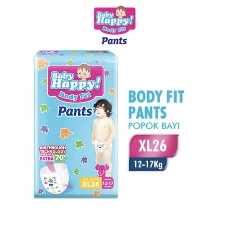 Baby Happy Body Fit Pants Popok Celana Bayi XL 26 pcs