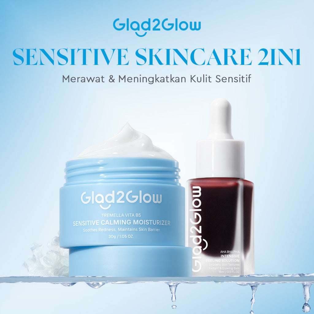 [SENSITIVE SET]Glad2Glow Bundle all in 1 - 2/3/4/5 PCS Tremella Vita B5 Sensitive Calming Moisturizer+Peeling Solution+Glad2Glow Tremella Vita B5 Sensitive Calming Gel Cleanser+Tremella Panthenol Sensitive Care Micellar Water g2glow official store