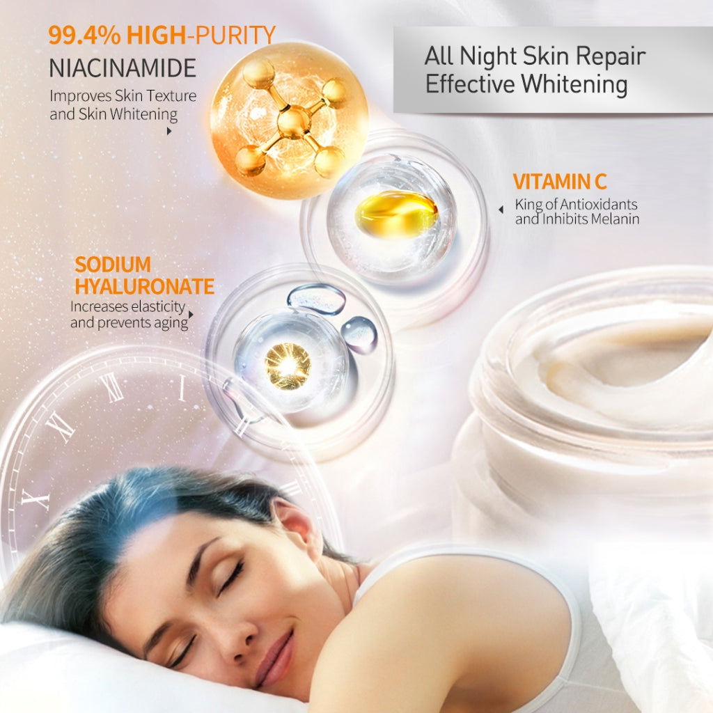 PREMIERE BEAUTE [Ready Stock] Brightening Moisturizing Skincare Niacinamide 2Pcs Set Night Cream 30g + Niacinamide Ampoule 1.5ml*10pcs