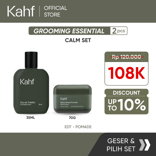 Kahf Paket Grooming Essential isi 2 - Eau de Toilette (EDT), Pomade, Hair Powder