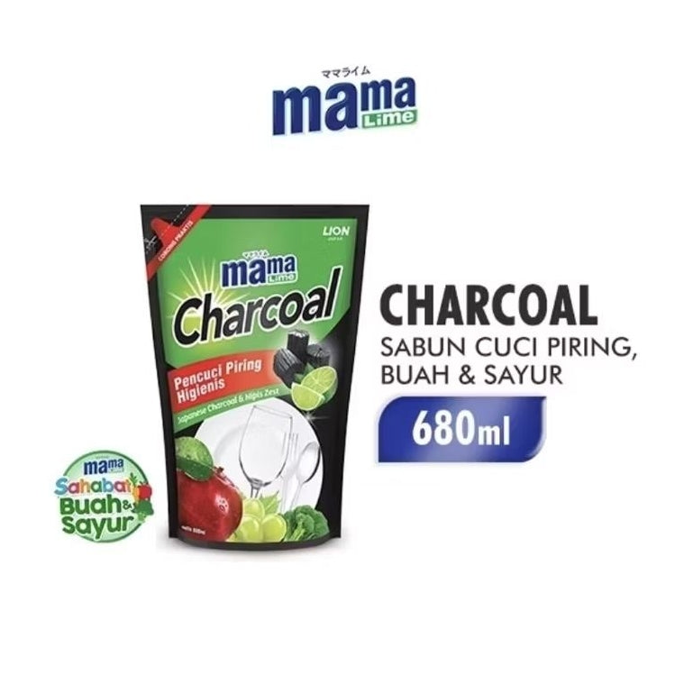Mama Lemon Lime Sabun Cuci Piring Charcoal Refill 680 ml