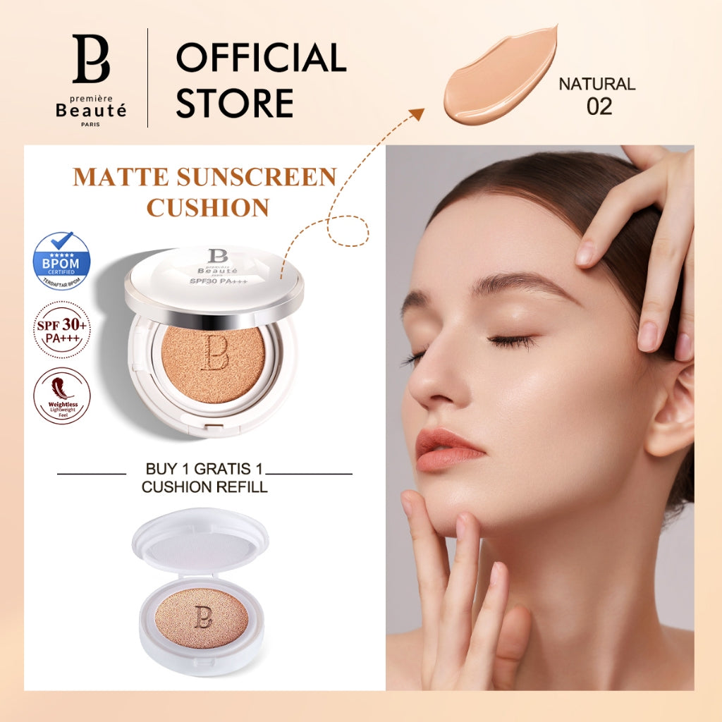 [NEW YEAR GIFT] PREMIERE BEAUTE Sunscreen Cushion SPF30 PA+++ [Buy 1 Gratis 1 CUSHION REFILL] Foundation 24H Long-lasting Perfect Cover Oil-Control Matte Waterproof Sweatproof Finish Poreless Cushion Refill BB CC Cream Makeup