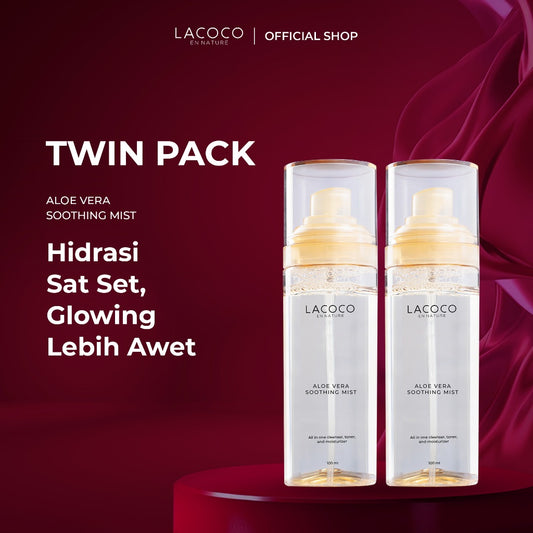 [Twin Pack] Lacoco Aloe Vera Soothing Mist 100ml - Calming Spray untuk Menghidrasi dan Menyejukan Kulit Wajah