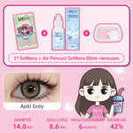 [Beli 1 Gratis 2 Hadiah] UYAAI Softlens Normal 14.00-15.00mm 1Pasang Softlens+120ML Air Pencuci Softlens+Lenscase