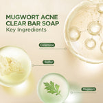 ACNAWAY Mugwort Acne Clear Bar Soap - Sabun Organik Natural Acne Soap untuk Jerawat Badan Tanpa Paraben & Alkohol with Sulfur Calamine Herbal