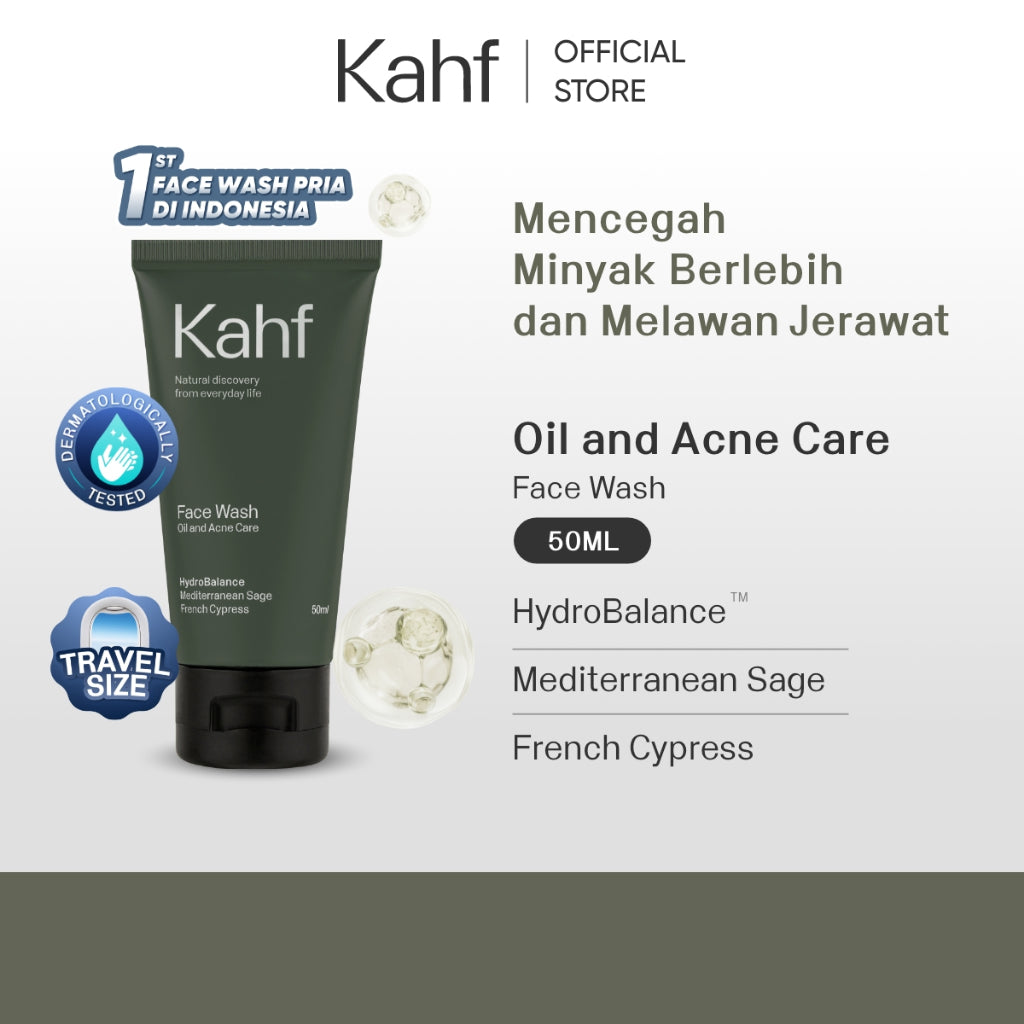 [TINTINTINWIN'S PICKS] Kahf Face Wash Oil and Acne Care 50 ml - Sabun Cuci Muka Pria untuk Kulit Berminyak dan Berjerawat