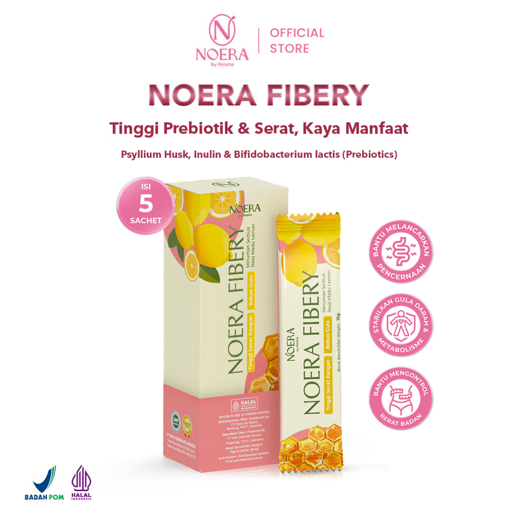 Noera Fibery Honey & Lemon isi 5 Pcs Travel Size | Fiber & Probiotics Drink | Minuman Serat Rasa Buah