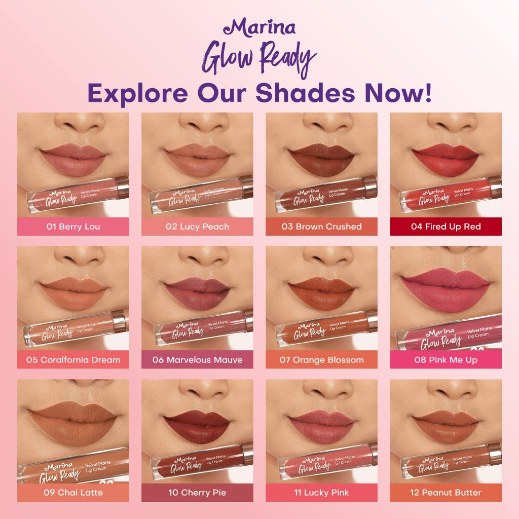 Marina Glow Ready Colorlast Velvet Matte Lip Cream 5ml - Exp Date : 05.2026