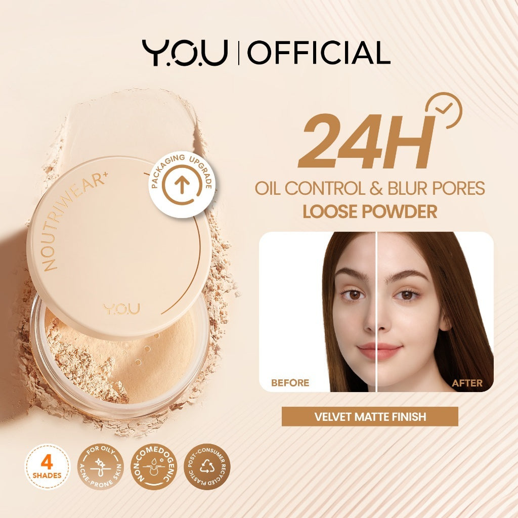 YOU 2in1 Base Makeup Bundle Cloud Touch 3% Niacinamide Brightening Skin Tint & Noutriwear+ Airy Fit Loose Powder