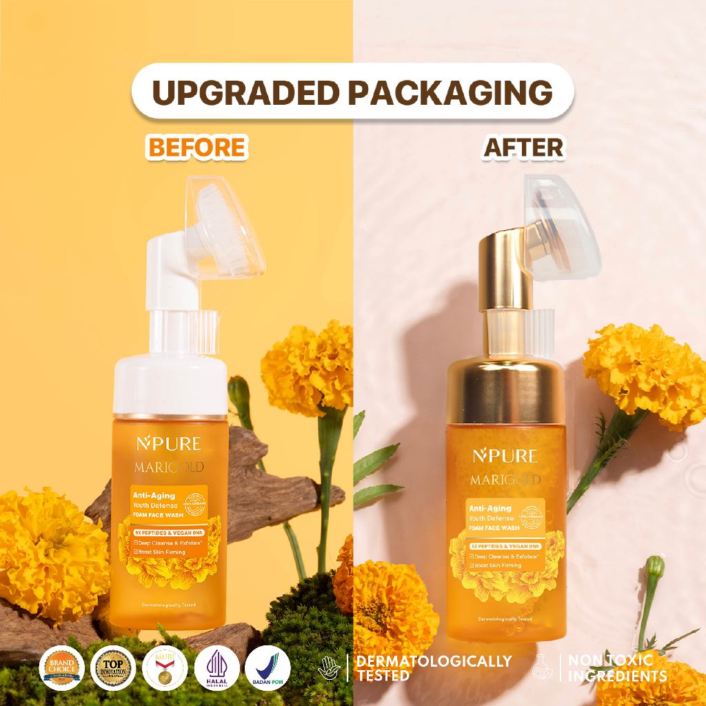 NPURE Facial Wash Marigold/ Deep-Cleanse / Anti Aging Facial Wash / Sabun Wajah Natural
