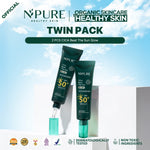 2PCS TWIN PACK SUNSCREEN - NPURE Sunscreen Cica Beat The Sun Glow / Sunscreen Hypoallergenic / SPF 50  PA ++++ / Kulit Kering Jerawat Facial Extract Hitam Vitamin Bruntusan Wajah