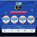 Laurier Relax Night Pembalut Wanita Wing Malam 30 cm 24 pcs