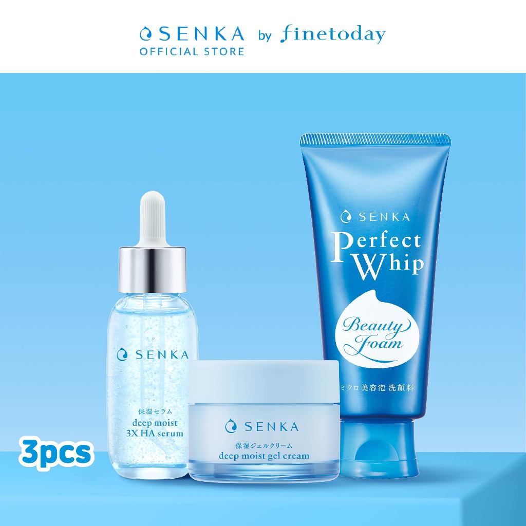 [Daily Set] SENKA Deep Moist Serum 30ml + Gel Cream 50gr + Perfect Whip U 120g