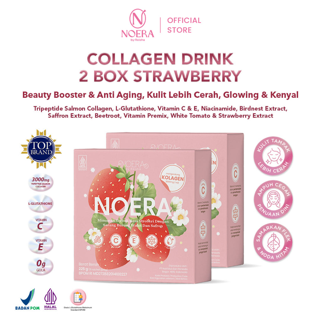 Noera Package 2 Box Noera Collagen Drink Improved Formula | Minuman Kolagen | Kolagen 3000mg L-Gluthatione 350mg