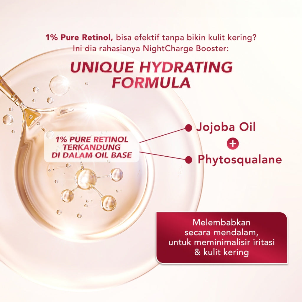 ERHA Age Corrector 1% Pure Retinol Night Charge Booster HYDRATING PURE RETINOL | Booster Awet Muda | Jojoba Oil | Phytosqualane | Melembabkan | Mengurangi Kerutan Garis Halus Keriput | Mencerahkan | Kencang Cerah Plumpy Glowing