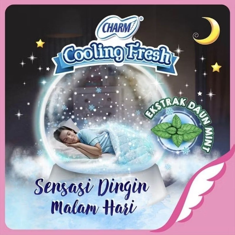 Charm Cooling Fresh Pembalut Wanita Wing Malam Ekstrak Daun Mint 29 cm 10 pcs