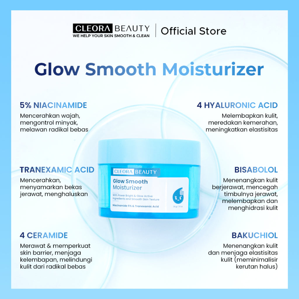 Cleora Special Bundling - Moisturizer Brightening & Acne Spot Gel Pelembab Mencerahkan Obat Totol Jerawat Niacinamide Skin Barrier Untuk Wanita Pria Cream Salep Perawatan Wajah