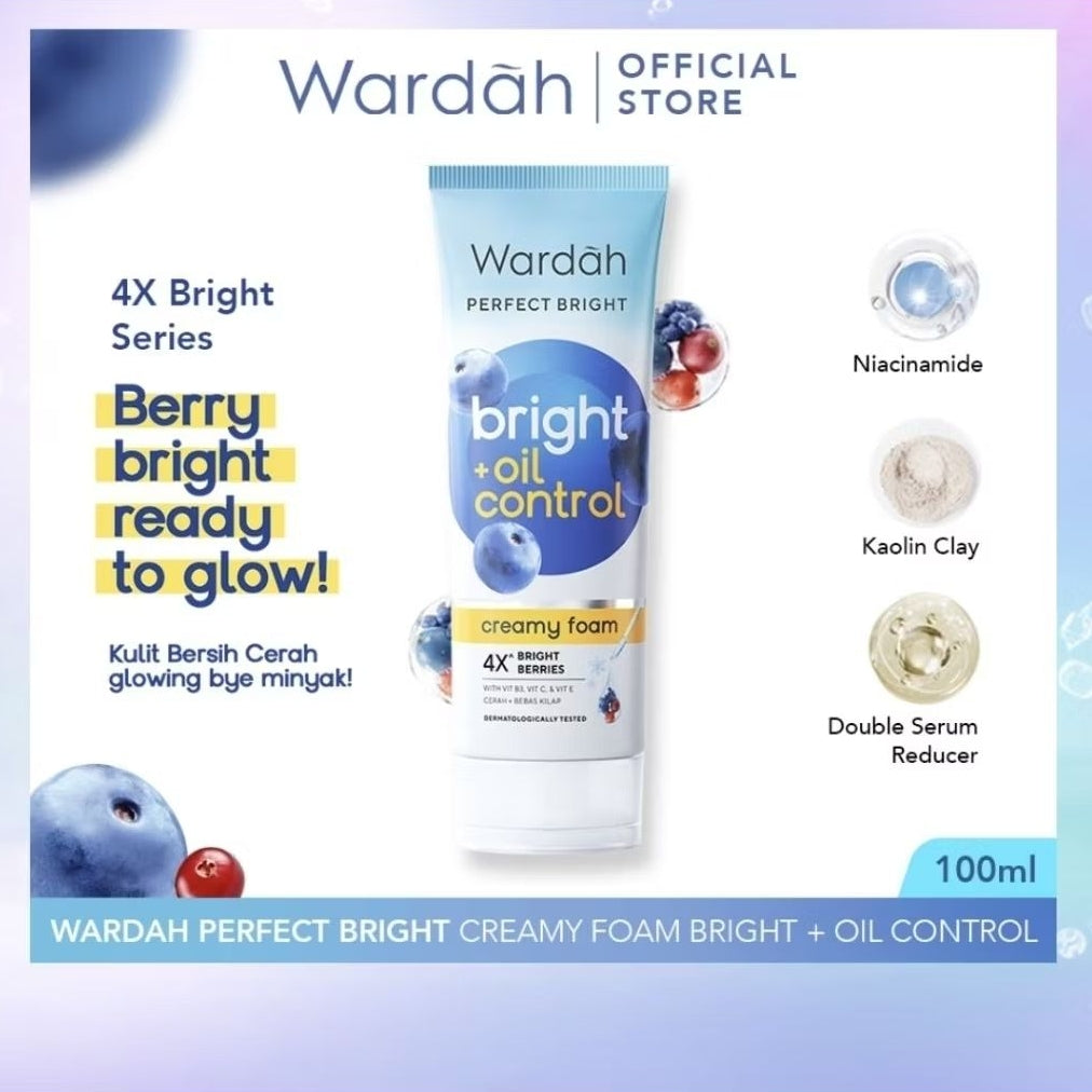 Wardah Perfect Bright Oil Control Pembersih Wajah Creamy Foam Berries 100 ml