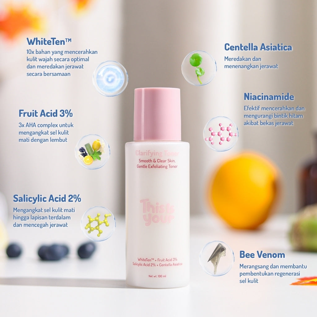 This is Your Radiant Glow | Advanced Night Cream,Clarifying Toner | Perawatan Malam & Exfoliating Toner untuk Kulit Cerah Membantu Mencerahkan Wajah Menjadikan Wajah lebih Lembab dan Sehat Setiap Hari