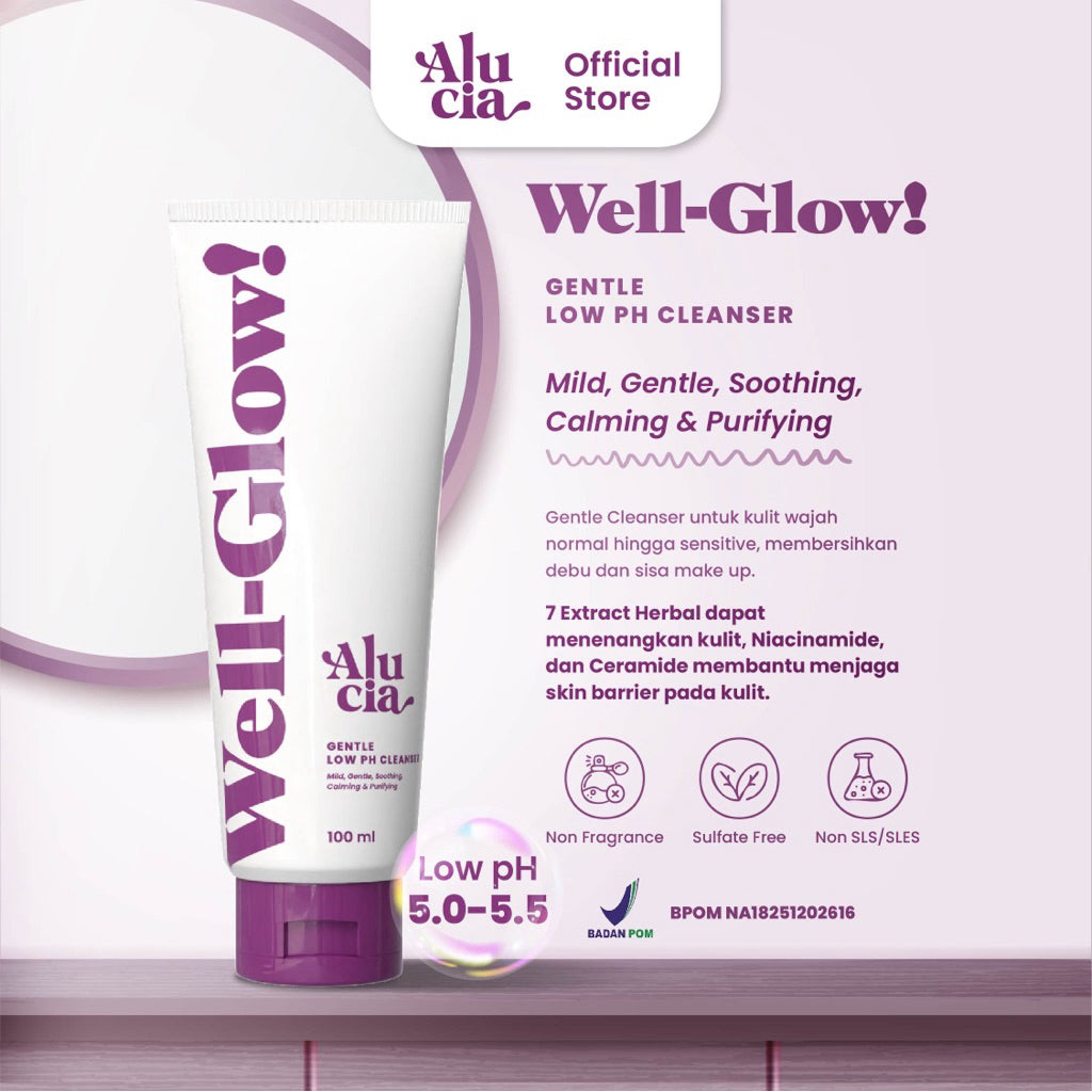 ALUCIA | Well-Glow! Gentle Low pH Cleanser 7X Extract Herbal Facial Face Wash Sabun Cuci Muka Gentle Low pH 5.0 - 5.5 NON SLS/SLES by Alucia Official