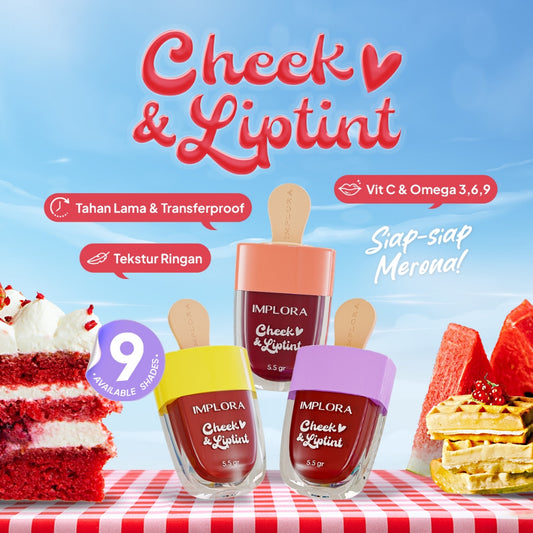 Implora Cheek and Lip Tint | Perona Bibir dan Pipi | Tahan lama & Ringan | Ombre Lip