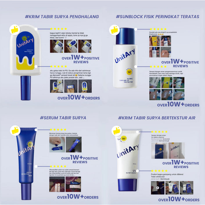 UNITARY Sunscreen All Skin Solutions SPF50 PA++++ Physical | Untuk Kulit Kombinasi / Berminyak / Kering / Sensitif