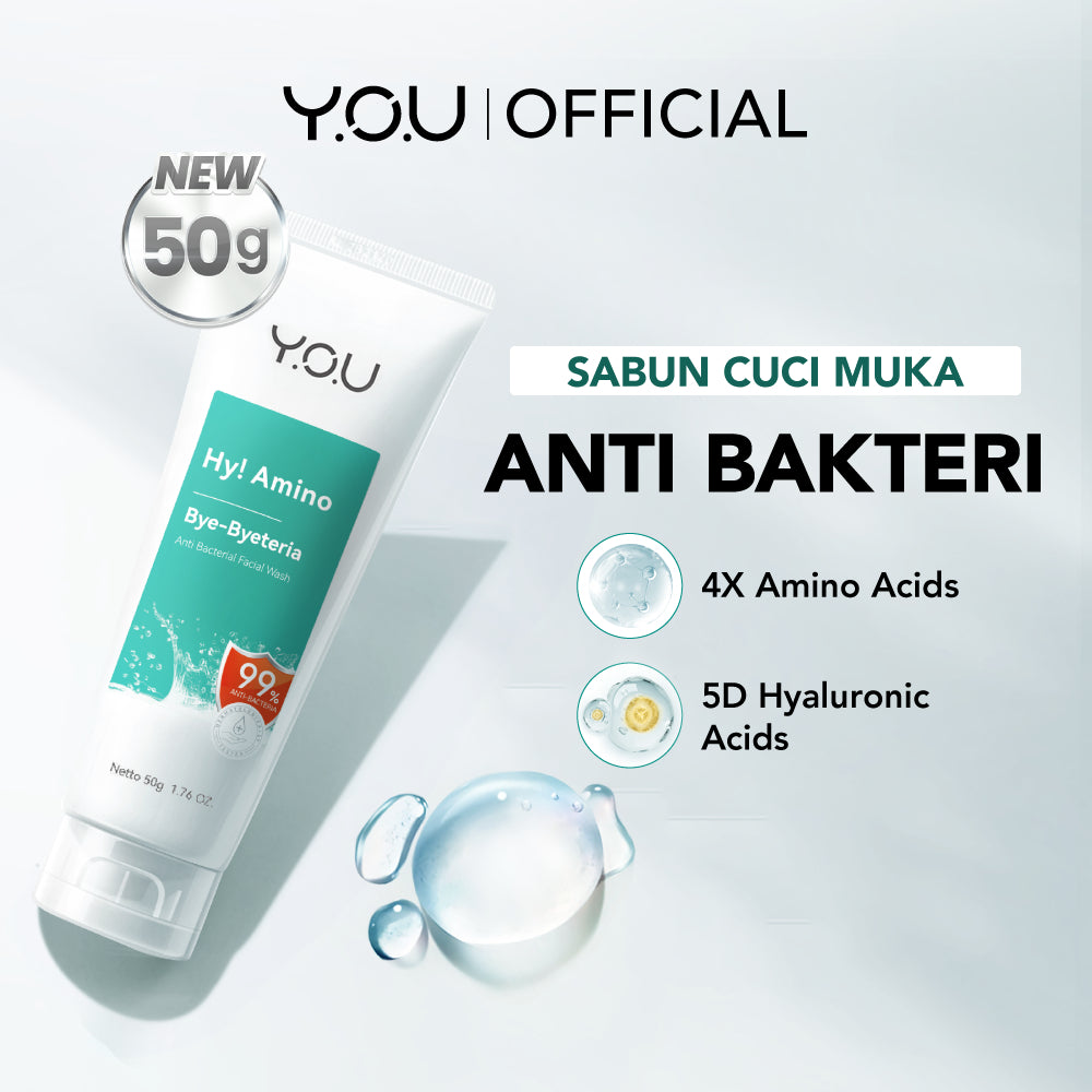 YOU Hy! Amino Bye-Byeteria Anti Bacterial Facial Wash Sabun Pembersih Wajah Hyaluronic Acid
