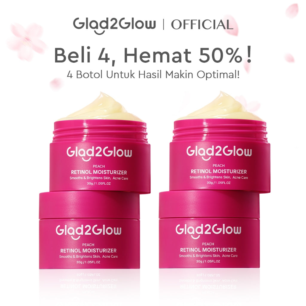[Hemat 4PCS]Glad2Glow Moisturizer Series Mencerahkan Pencerah Wajah Anti Jerawat Penuaan Hilangkan Flek Tenangkan Kulit Niacinamide 377 Retinol Centella Skincare Pelembab Esensi Perawatan Kulit Pelembab Pembersih day cream tone up g2glow official store
