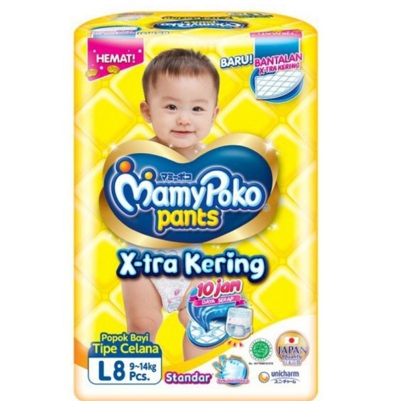 Mamy Poko X-tra Kering Popok Celana Pamper Bayi S9/M8/L7/XL6/XXL5