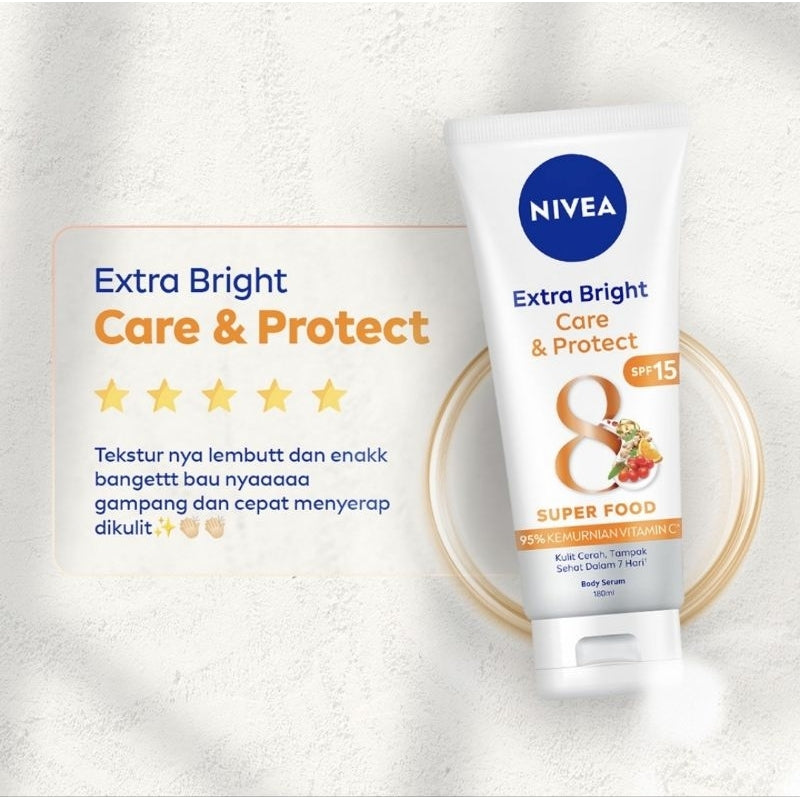 Nivea Extra Bright Serum Pelembap Tubuh SPF 15 Care & Protect Tube 180 ml