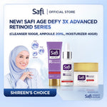 Safi Age Defy 3X Advanced Retinoid Series (Cleanser 100gr, Ampoule 20ml, Moisturizer 40gr) - Sabun Cuci Muka Non SLS, Serum Wajah Glowing, Krim Wajah Anti Aging | Better Than Retinol