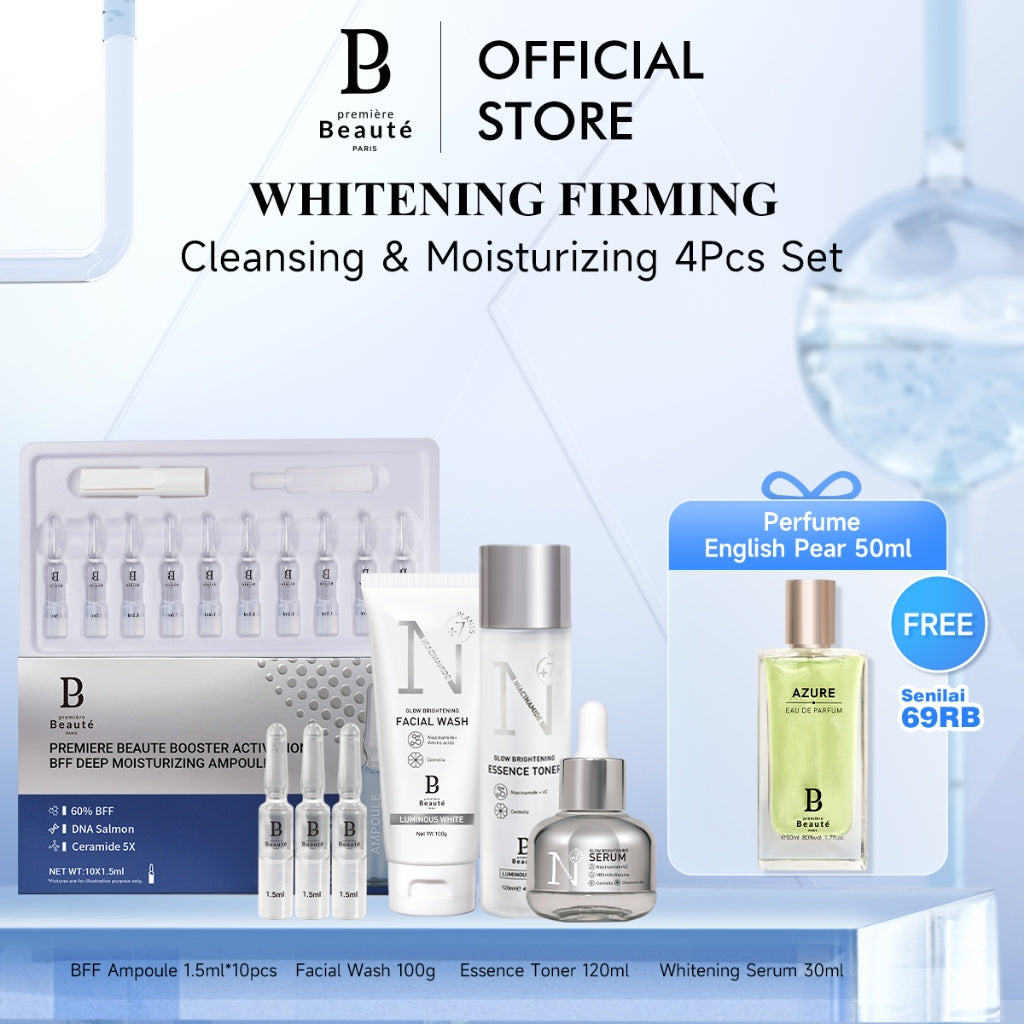 PREMIERE BEAUTE Brightening Moisturizing Niacinamide Whitening Double Effect Cleansing & Whitening 4Pcs Kit Facial Wash/Toner/Serum