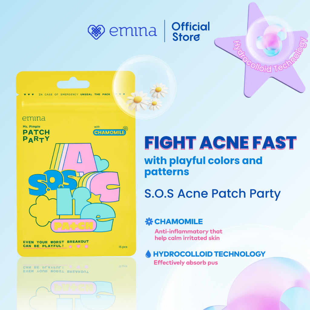 Emina Ms. Pimple Acne Patch 12 Pcs & 15 Pcs | Pimple Pacth Acne Spot Treatment Sticker Jerawat Tipis Penghilang Jerawat dengan Centella Asiatica, Tea Tree dan Chamomile