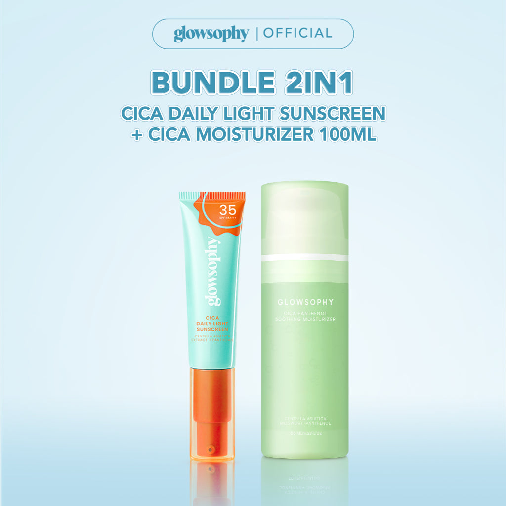 Glowsophy Bundle 5in1 Acne Series Cica Pathenol Moisturizer 100ml + Cica Daily Light Sunscreen + Berry BHA Gentle Cleanser + Watermelon Clay Stick + Pineapple Serum