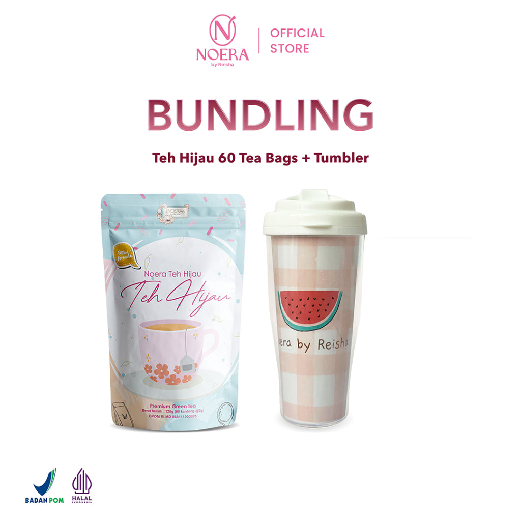 Noera Bundling Teh Hijau 60 Tea Bags + Tumbler Random | Green Tea
